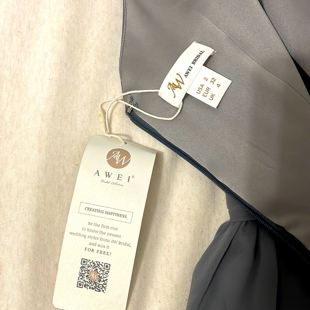 Awei Bridal Grey Chiffon Ruched Dress..NEW.. Size 2 Bridesmaid Formal Cocktail